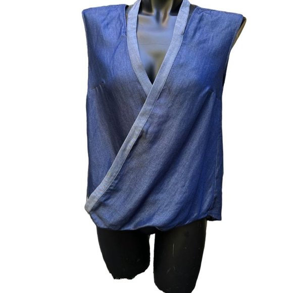 Bailey 44 Tops - Bailey 44 Women's Top Size XS Blue V-Neck Sleeveless Faux Wrap Pullover Tencel